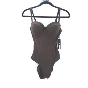 TR3 Lushy Underwire Corset One Piece Shapewear Swimsuit Chocolate Size Small NWT